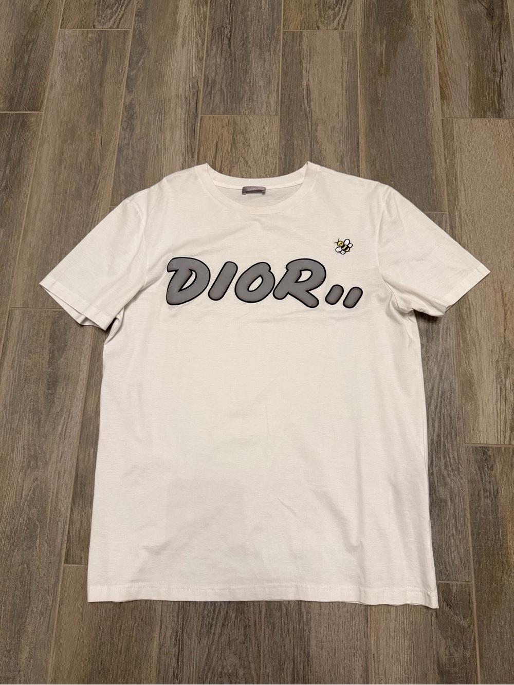 Dior x KAWS White Graffiti Logo & Bee Embroidery T-Shirt
